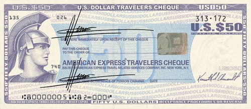 пример дорожного чека American express